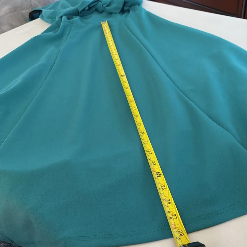 Elegant Teal Cap Sleeve Dress - Picture 13 of 15